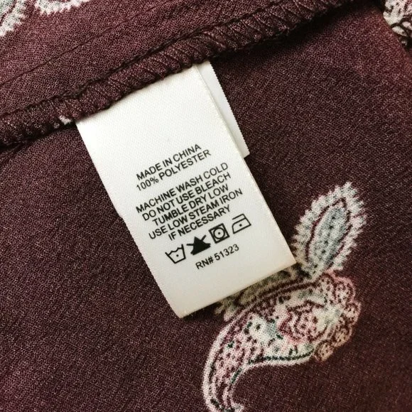 1.State Women's Paisley Petals Ruffle Slit Sleeve Top Crepe Blouse XXL Bateau - Picture 8 of 8